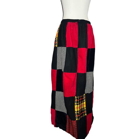 Vintage Wool Blend Quilted Patchwork Maxi Blanket Skirt Size Medium Cottage Core - Picture 2 of 7